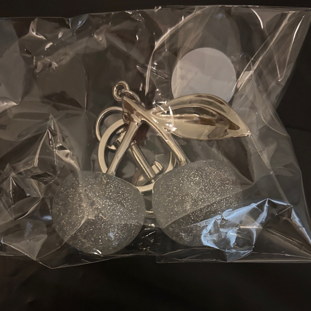 Silver Cherry Keychain